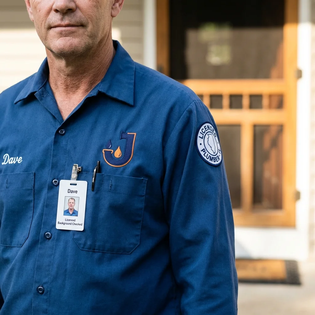 Licensed plumber showing ID badge in Martinsburg, PA