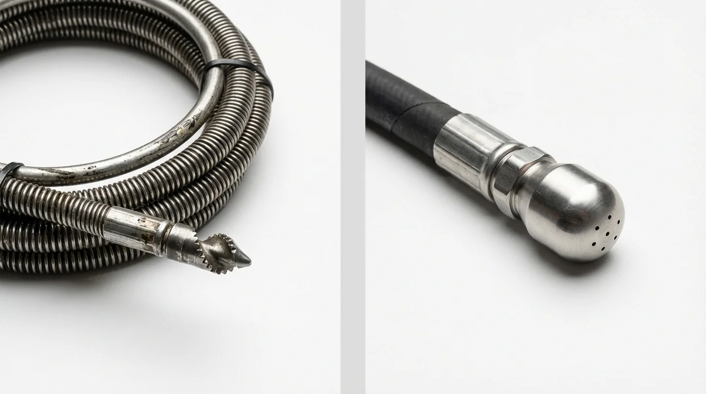 Drain snake cable and hydro jetting nozzle used for drain cleaning in Martinsburg, PA